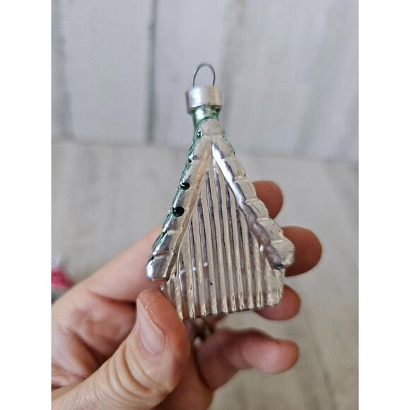 Vintage glass cupcake Church chapel Bell mini ornament set Xmas tree - Picture 6 of 11